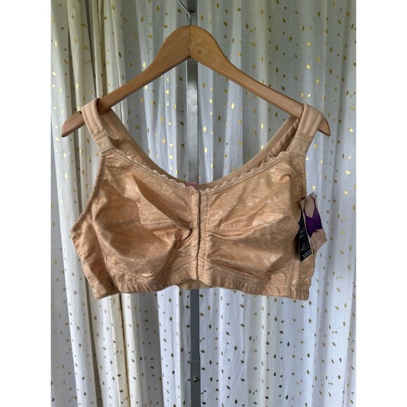 Comfort Choice NWT Nude Posture Support Front Hooks Wireless Lace Trim Bra 48B - Picture 2 of 9